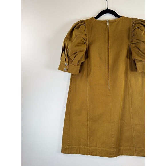NWT Sea NY Womens Dress Brown Denim Metta Acid Puff Sleeve Mini Jean A Line XS - Picture 10 of 12